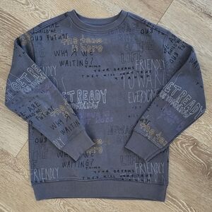Zara Kid's Dark Gray Graphic Crewneck Sweater